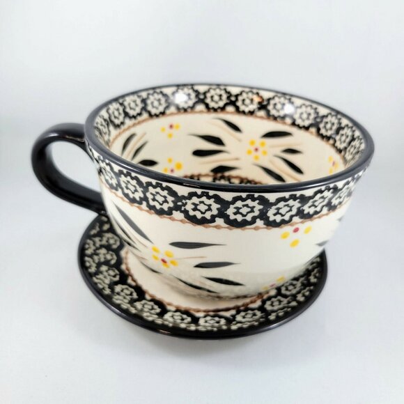 Latte Mug Temp-Tations By Tara Soup Bowl With Saucer Old World Black PPP-SQ-8923 - Picture 4 of 12